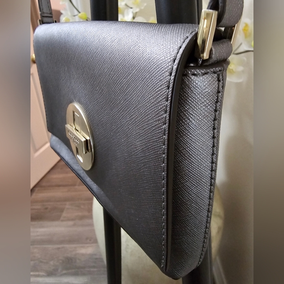 Kate Spade Newbury Lane Sally Saffiano Leather Pewter crossbody purse EUC - Picture 3 of 16